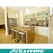 Laque blanche avec la conception artificielle d&#39;armoires de cuisine de quartz (AIS-K363)